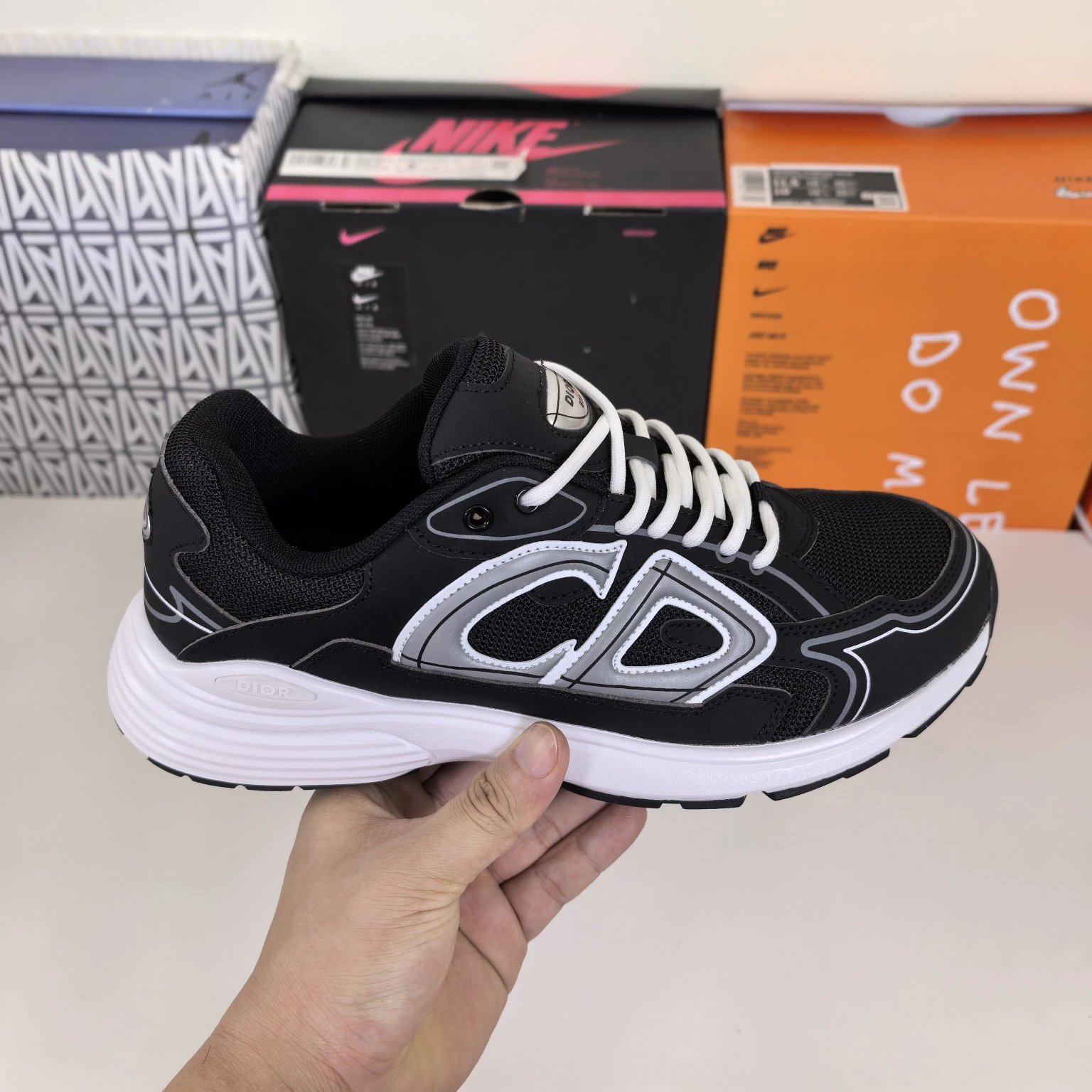 Dior B30 Mesh and Technical Fabric Low Black White 3SN279ZMB_H969