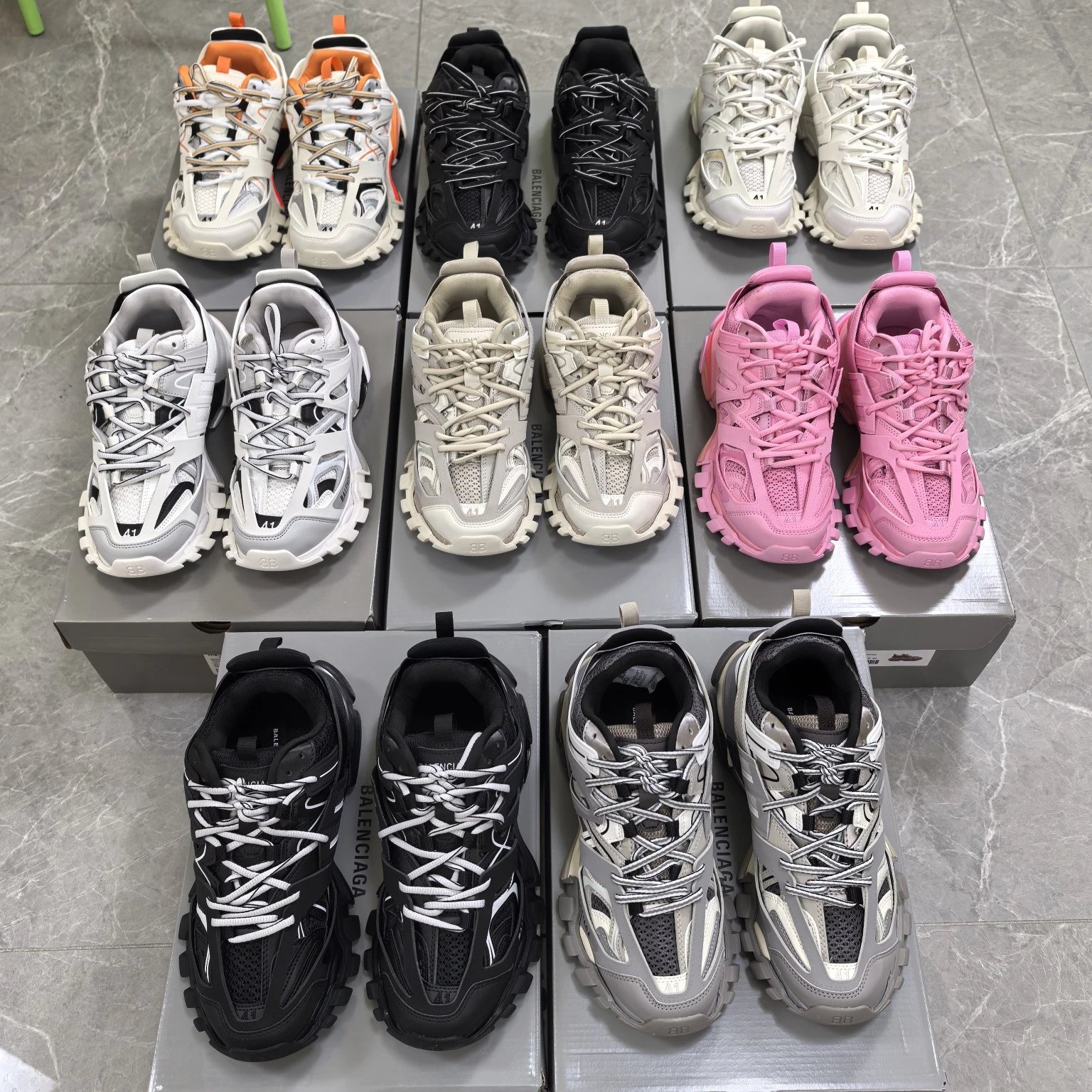 Jelly Insole Balenciaga Classic Third Generation Gray Large Box Track 1.0 Low-Top Chunky Sneakers Comfortable Unisex Versatile