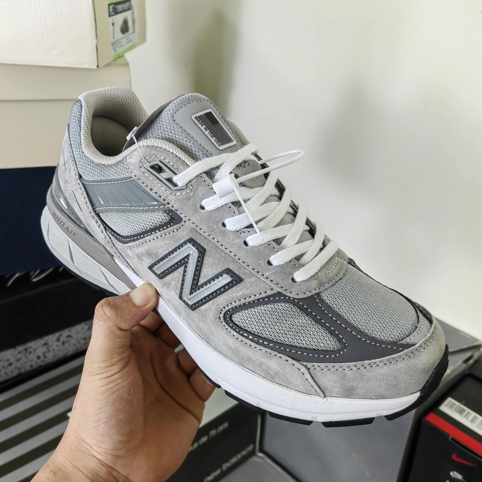 New Balance 990v5 Gray Suede Running Shoes