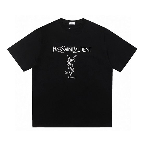 YSL original packaging with tags, high weight 280gsm 40s double yarn拼色字母短袖 T-shirt, luxury trendy influencer style, light luxury