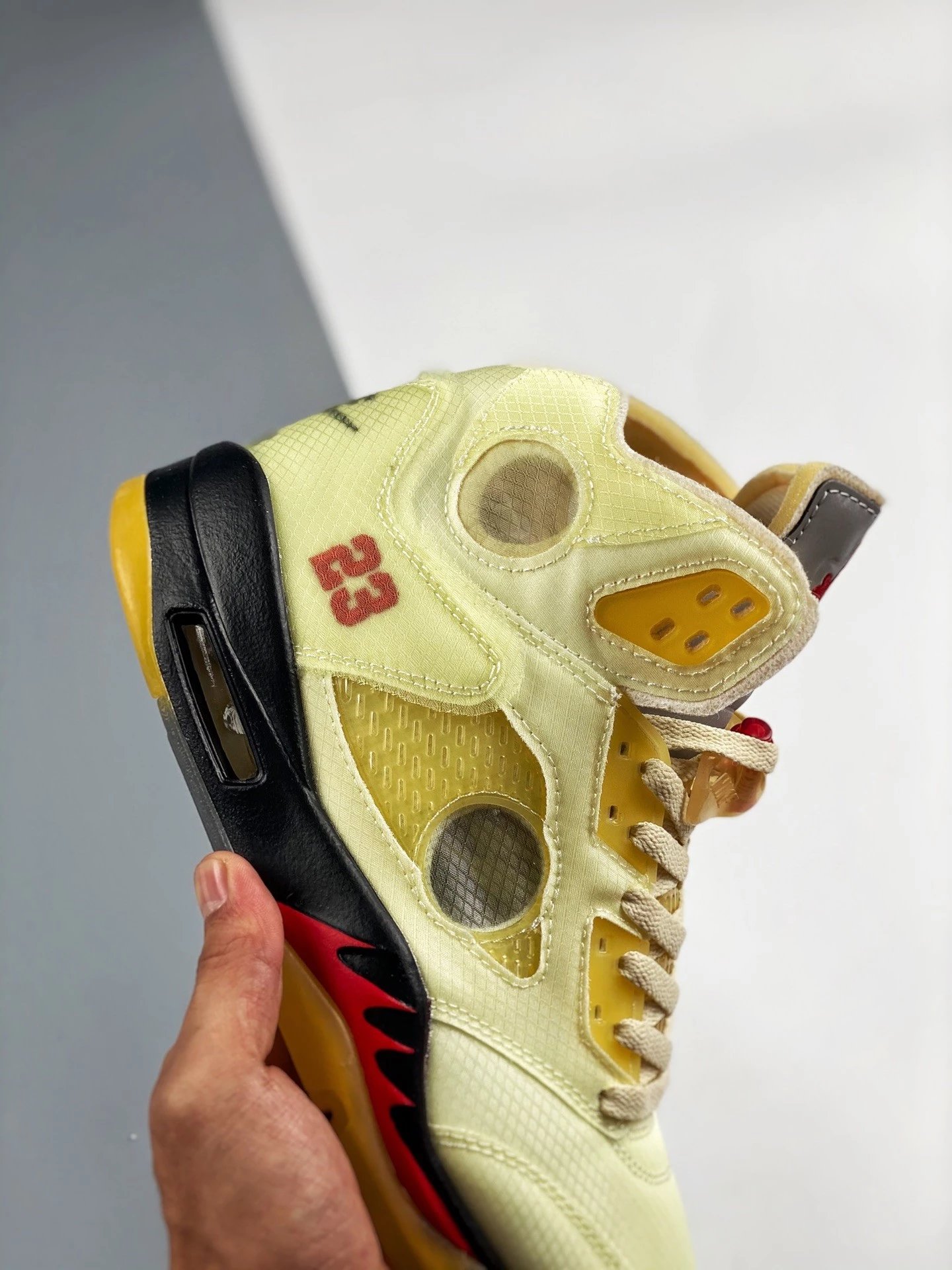 Off-White x Air Jordan 5 Retro 'Sail' Sneakers Basketball Shoes - 32