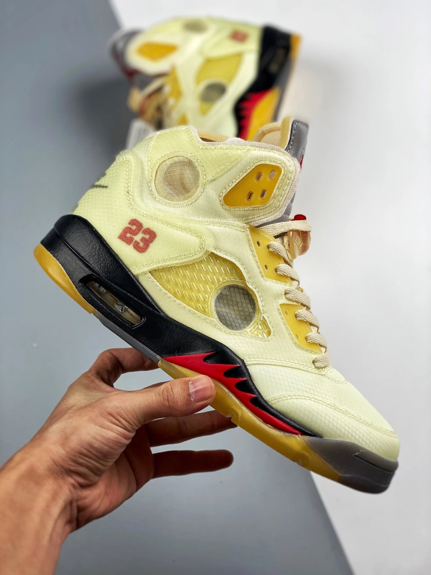 Off-White x Air Jordan 5 Retro 'Sail' Sneakers Basketball Shoes - 27