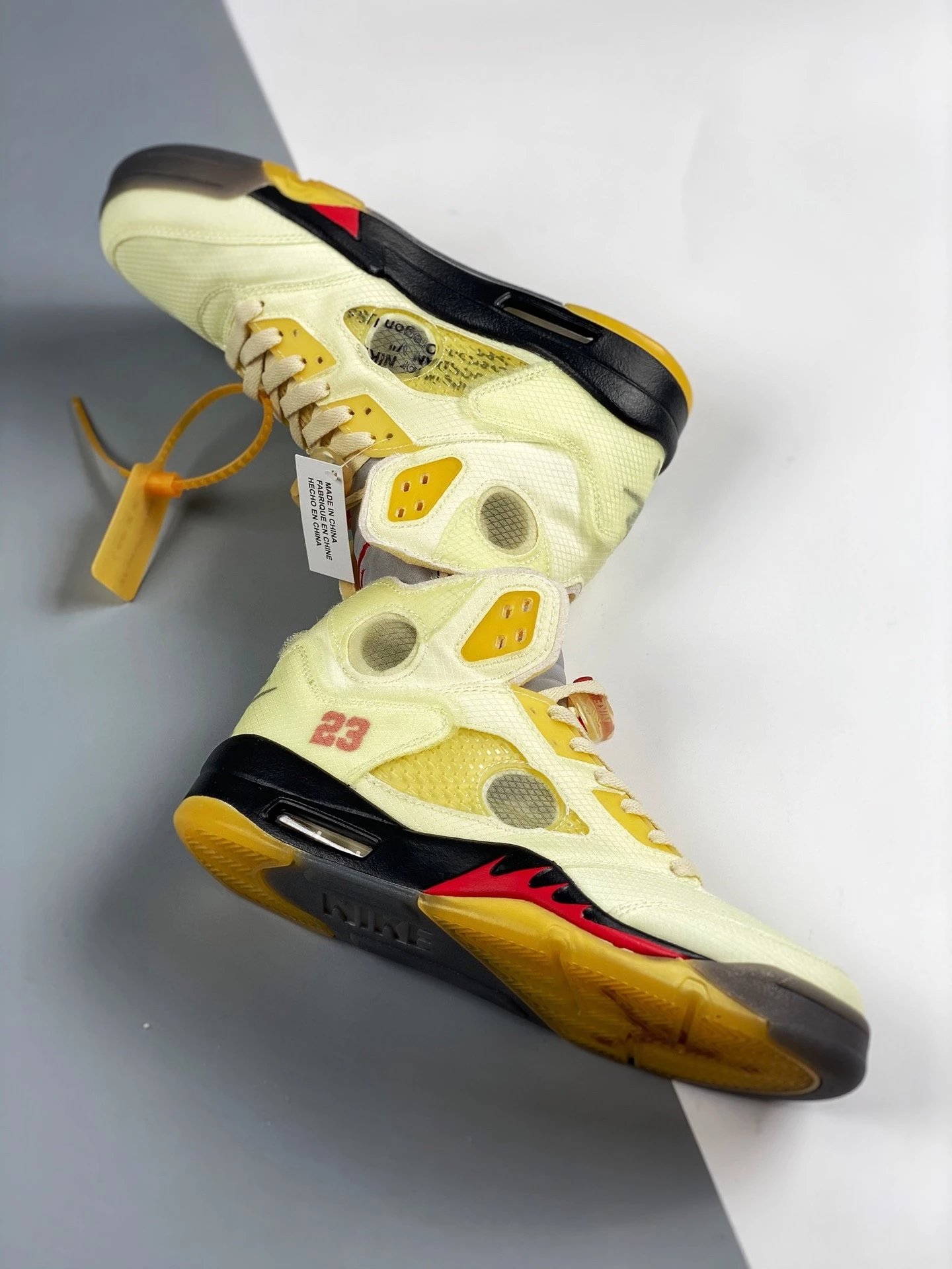 Off-White x Air Jordan 5 Retro 'Sail' Sneakers Basketball Shoes - 28