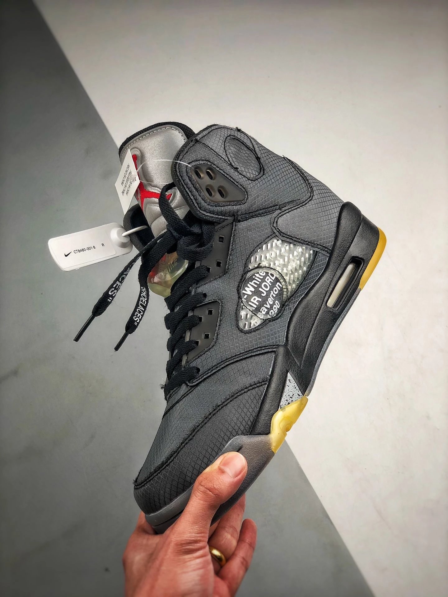 Off-White x Air Jordan 5 Retro 'Sail' Sneakers Basketball Shoes - 38