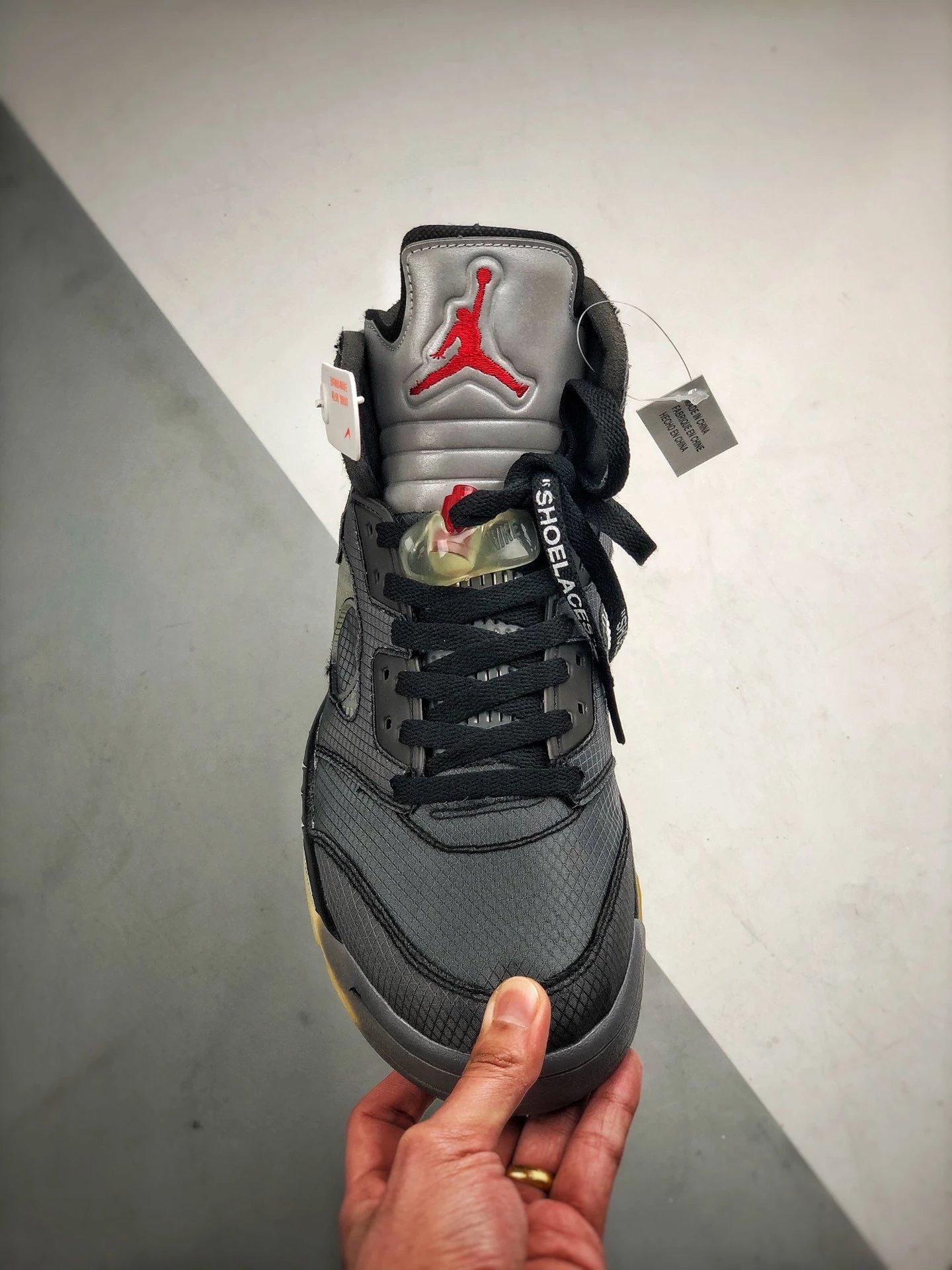 Off-White x Air Jordan 5 Retro 'Sail' Sneakers Basketball Shoes - 34