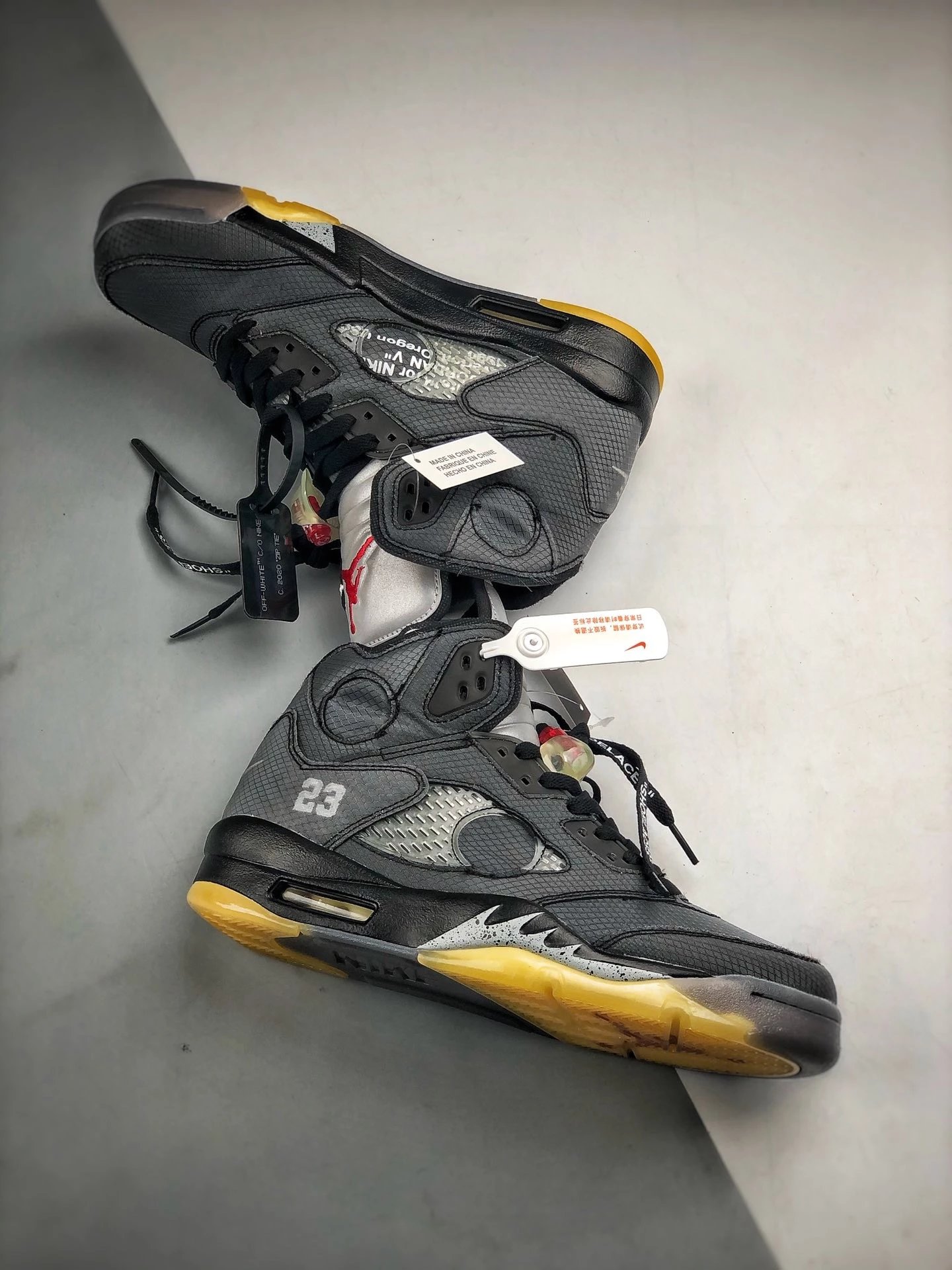 Off-White x Air Jordan 5 Retro 'Sail' Sneakers Basketball Shoes - 37