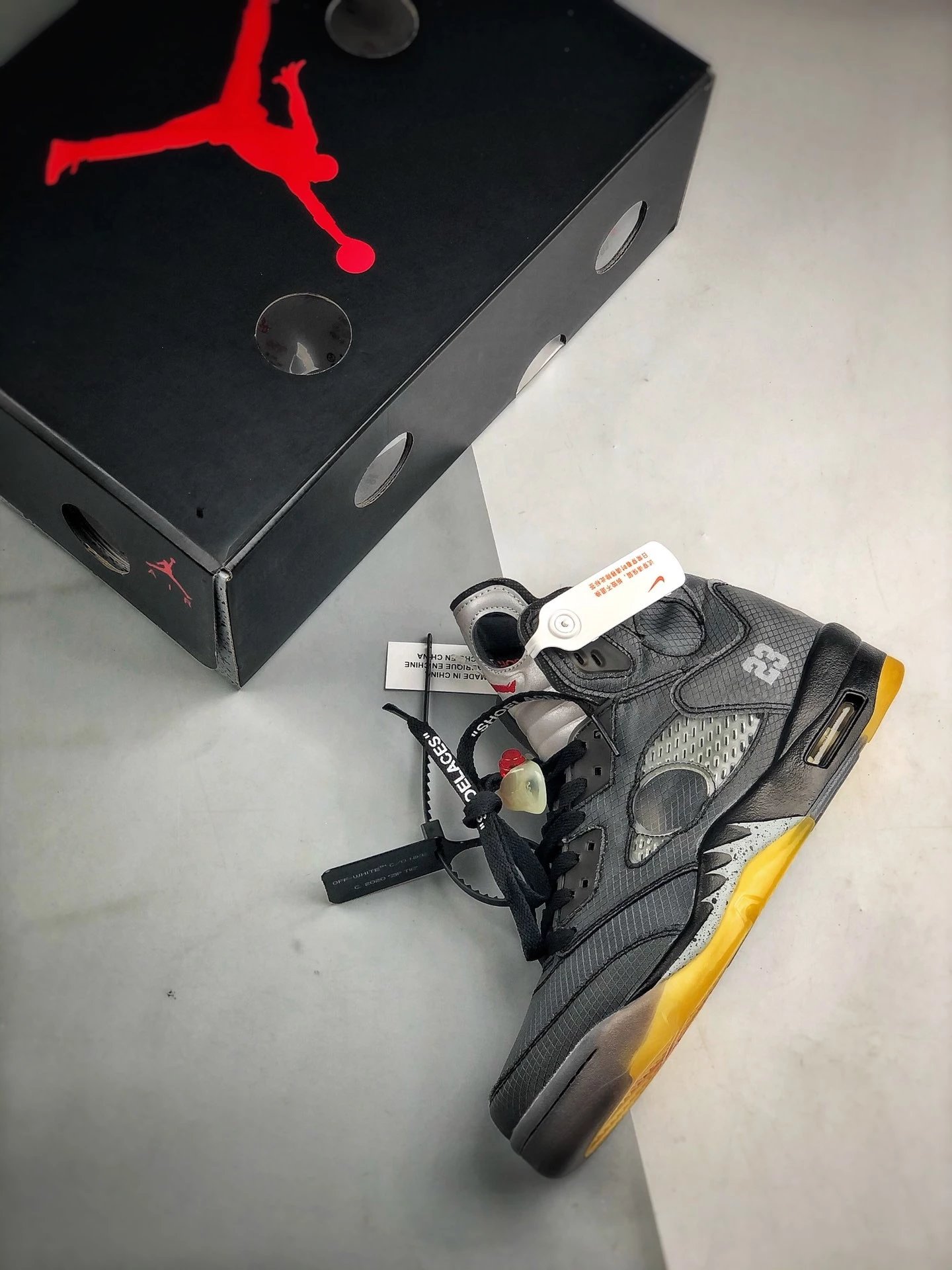 Off-White x Air Jordan 5 Retro 'Sail' Sneakers Basketball Shoes - 35