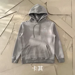 thumbnail for [Good Goods] N1ke Classic Basic Small Hook Embroidered Solid Color Hooded Sweatshirt Long Sleeve Fleece Sweatshirt Couples Wear Unisex