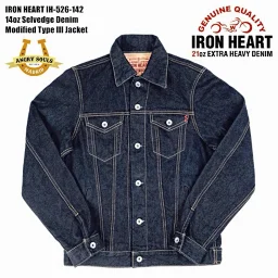 thumbnail for 铁心IRON HEARTType IIT14oz Indigo一次水洗重型丹宁牛仔夹克 Iron Heart （钢铁之心） IH-526J-142 14oz 改良版川型夹克靛蓝色