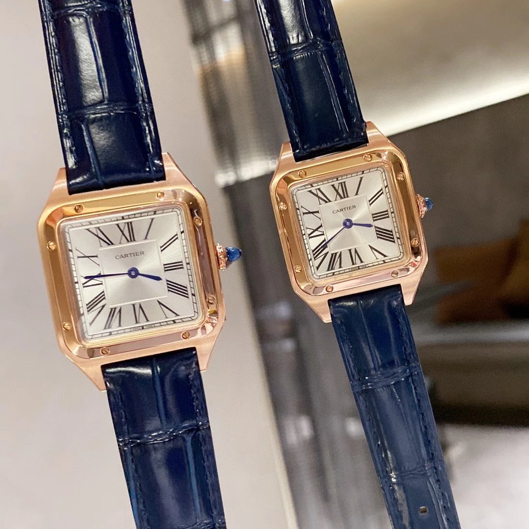 Blue Leather Strap Rose Gold