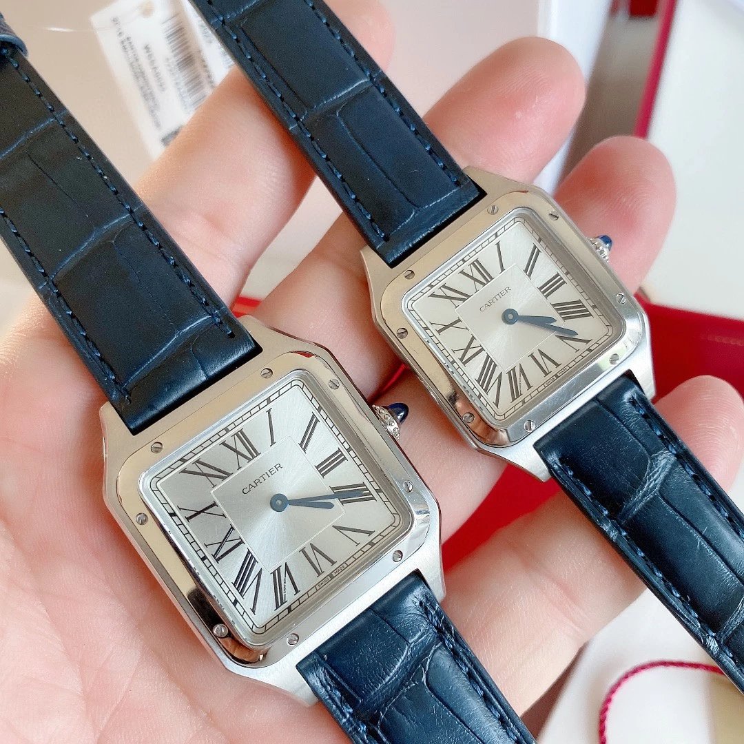 Santos Quartz Leather Strap Watch