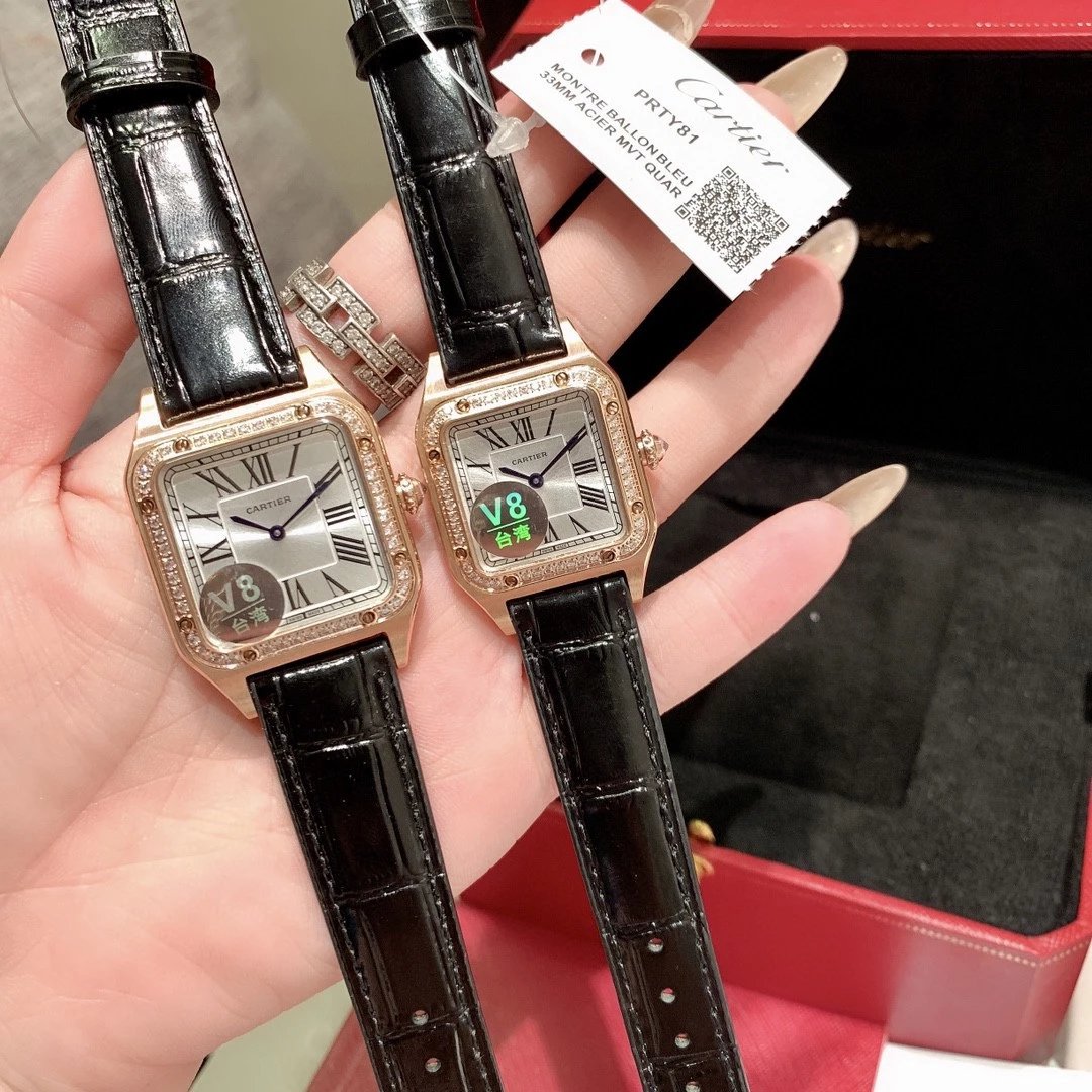 Black Leather Strap with Rose Gold and Diamonds