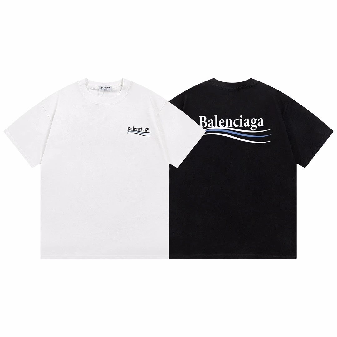 Balenciaga/巴黎世家  23FW新款经典可乐波浪字母Logo印花短袖男女同款    采用200克双纱面料， 直喷工艺，手感非常舒服  永不过时的经典款，