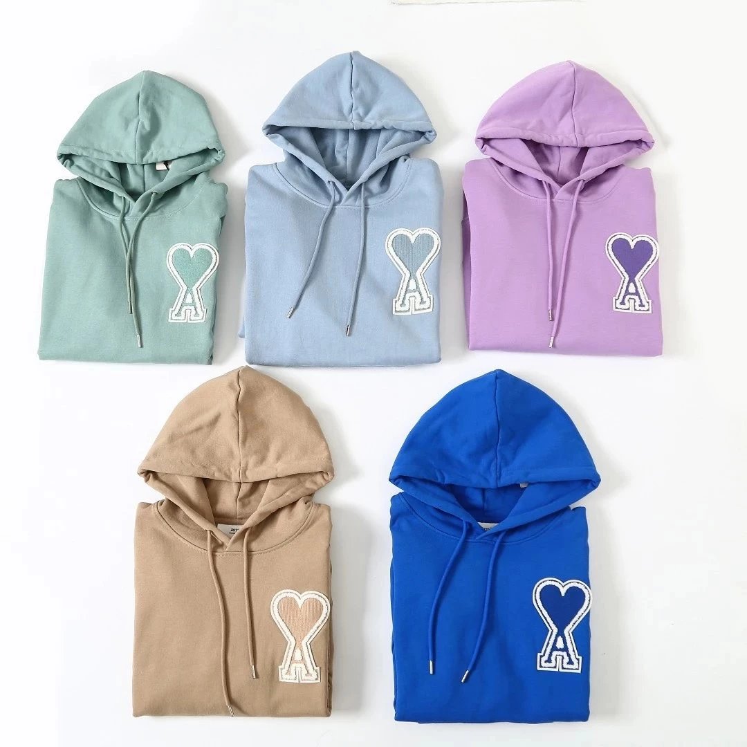 Special Offer Free Shipping 🉐️ Ami Paris Fall Collection Ami de Coeur Tone-on-Tone Patch Towel Embroidery Hoodie