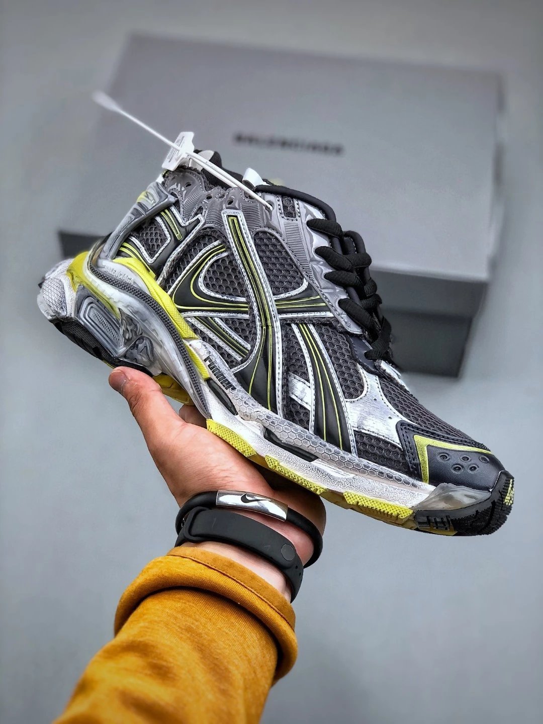 巴黎世家BALENCIAGA Runner Sneaker"Dark Grey/Black/Silver"2.0慢跑系列低帮复古野跑潮流姥爹风百搭