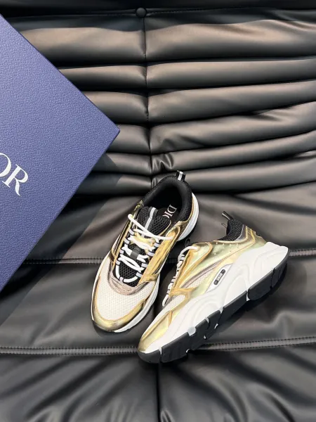 Dior B23 Gold Metallic Sneakers Chunky Sneakers - 1