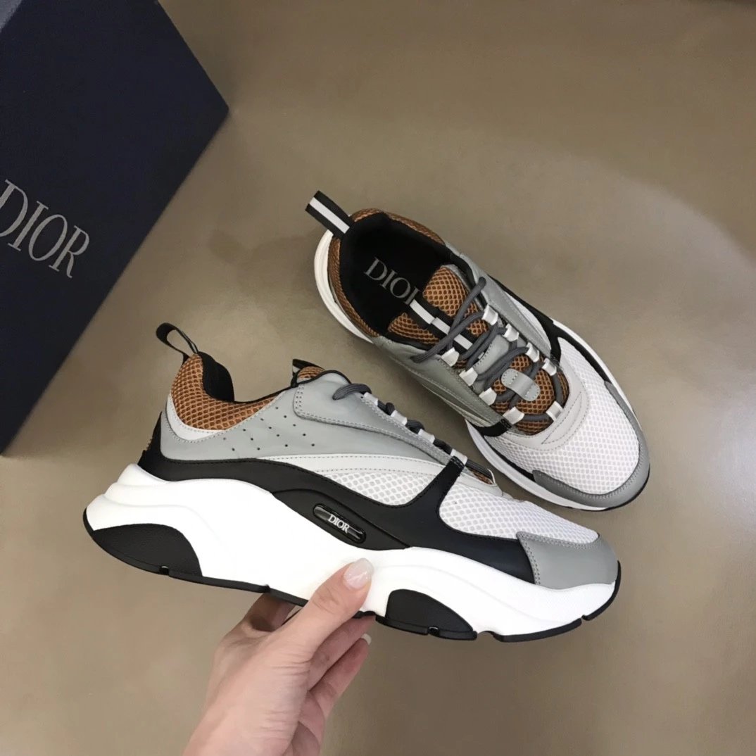 Dior B23 Oblique White and Black Chunky Sneakers - 14