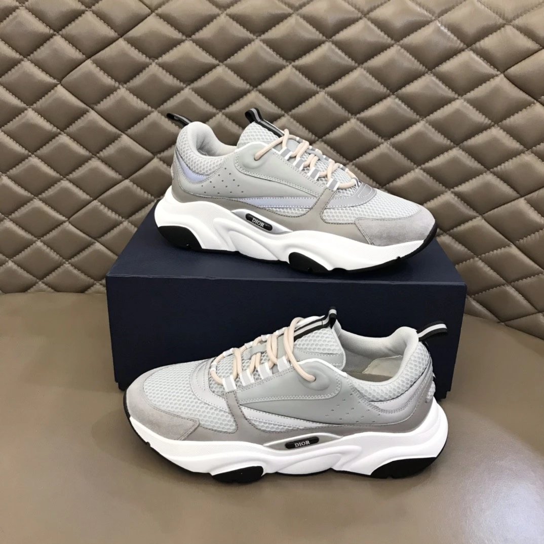 Dior B23 Oblique White and Black Chunky Sneakers - 35