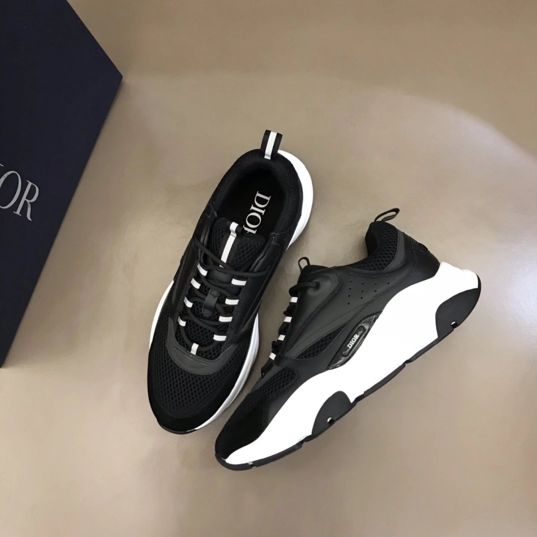 Dior B23 Oblique White and Black Chunky Sneakers - 37