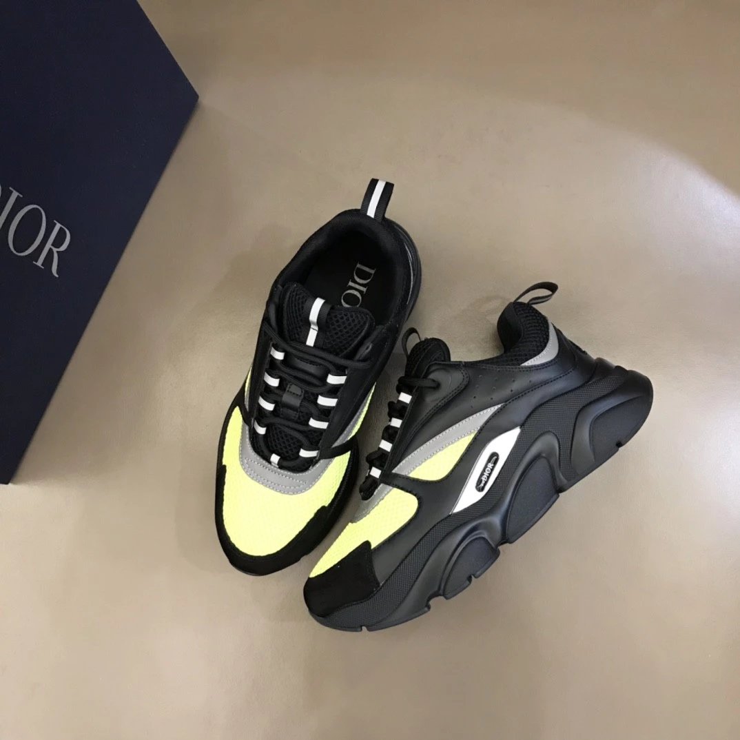 Dior B23 Oblique White and Black Chunky Sneakers - 24