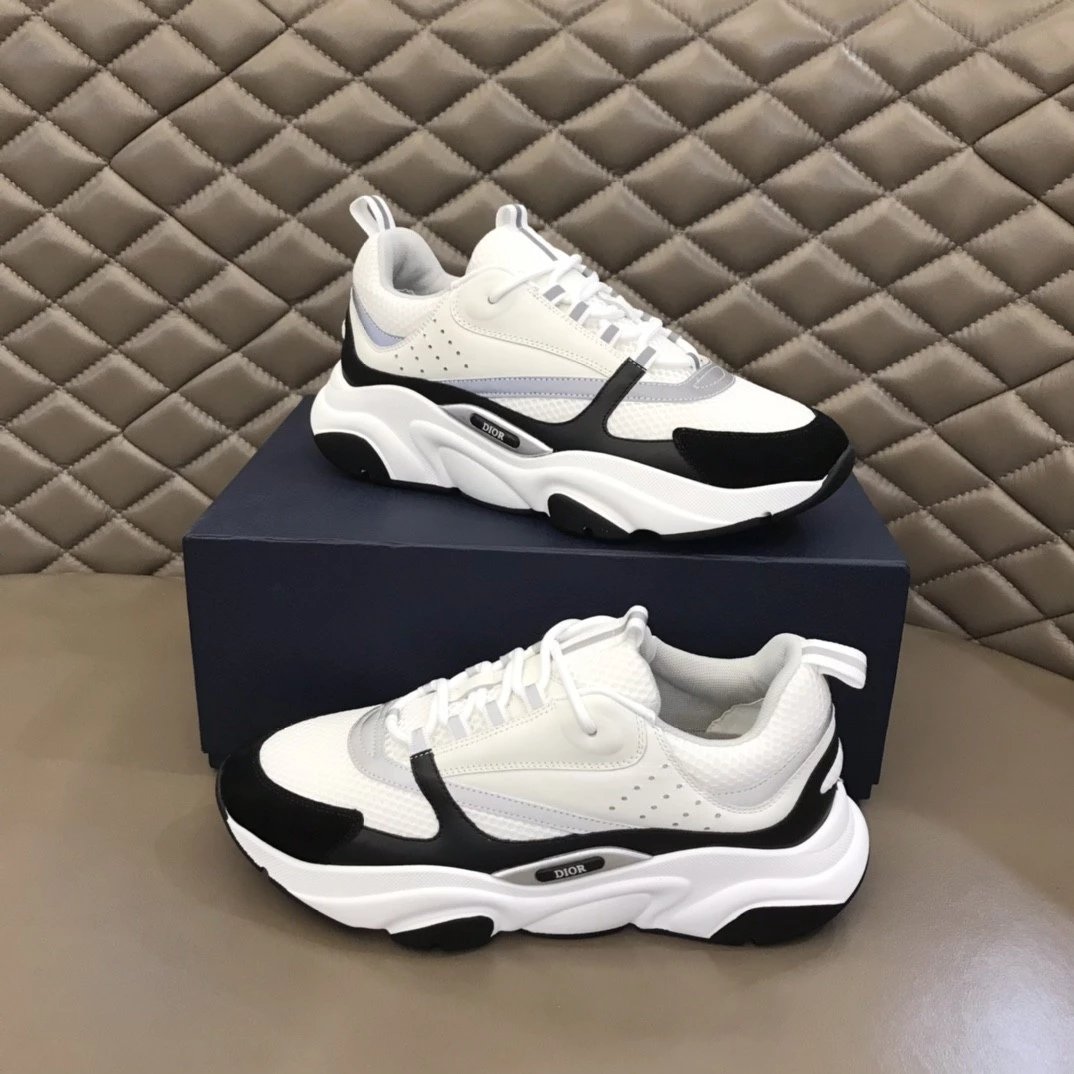 Dior B23 Oblique White and Black Chunky Sneakers - 36