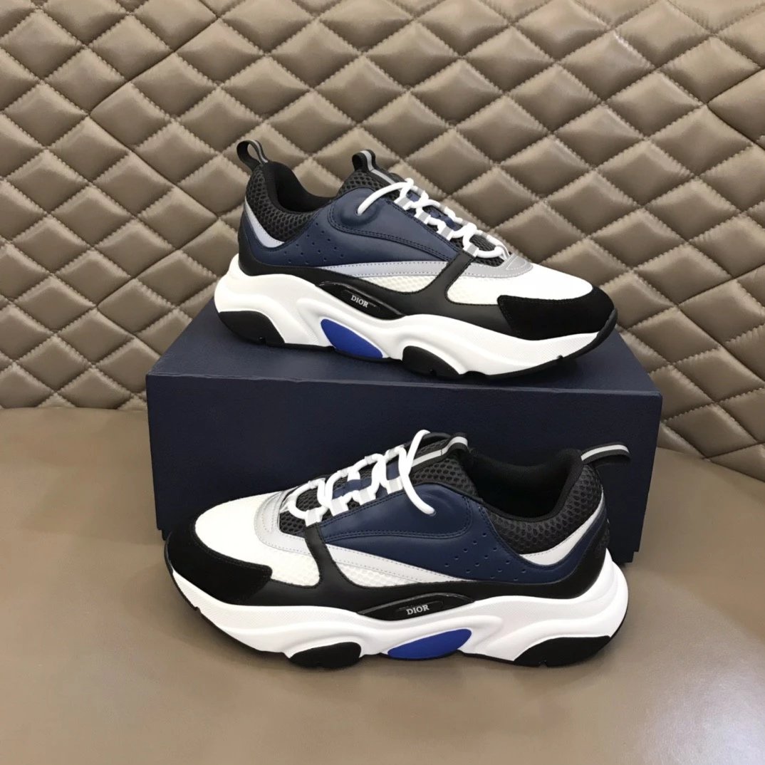 Dior B23 Oblique White and Black Chunky Sneakers - 40