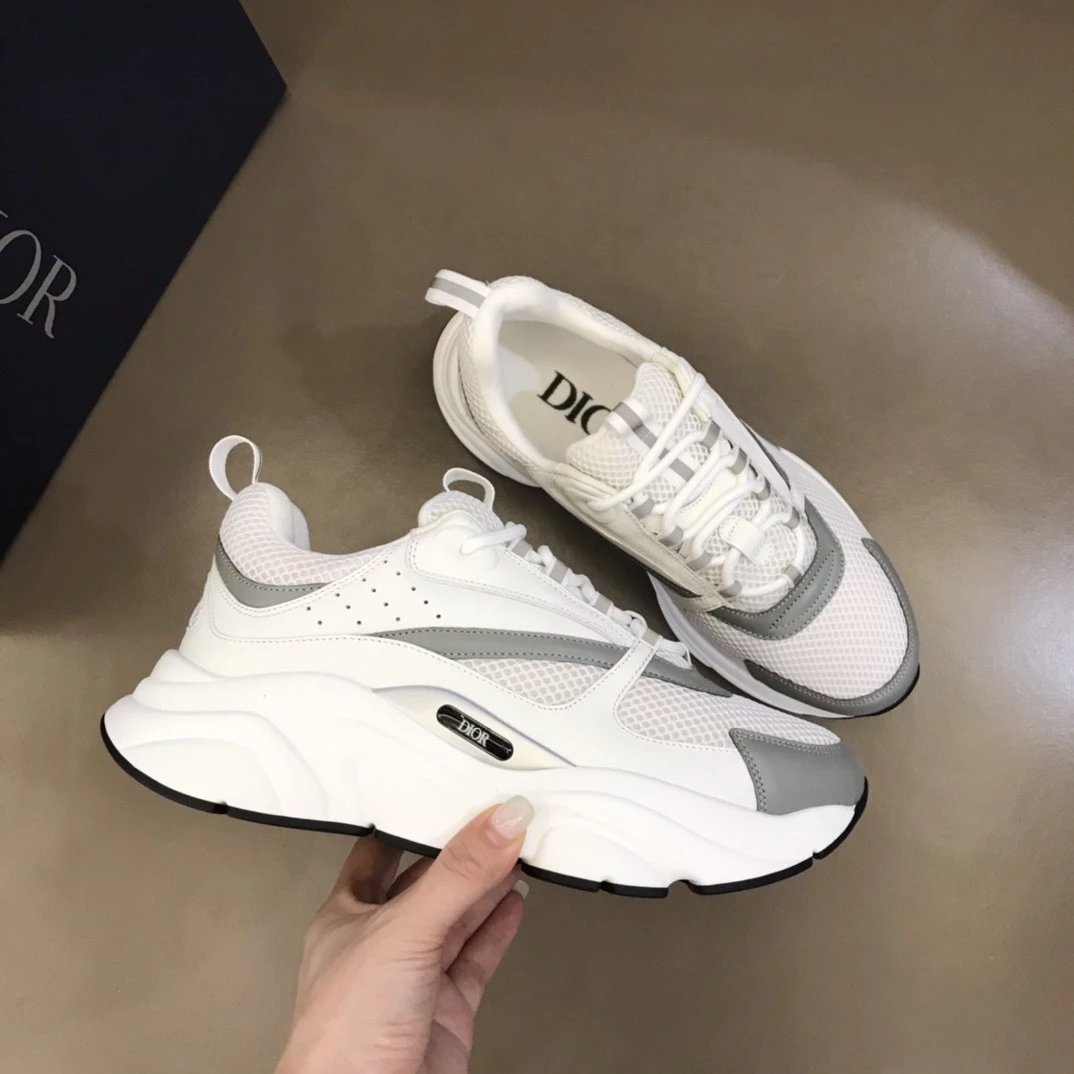 Dior B23 Oblique White and Black Chunky Sneakers - 33