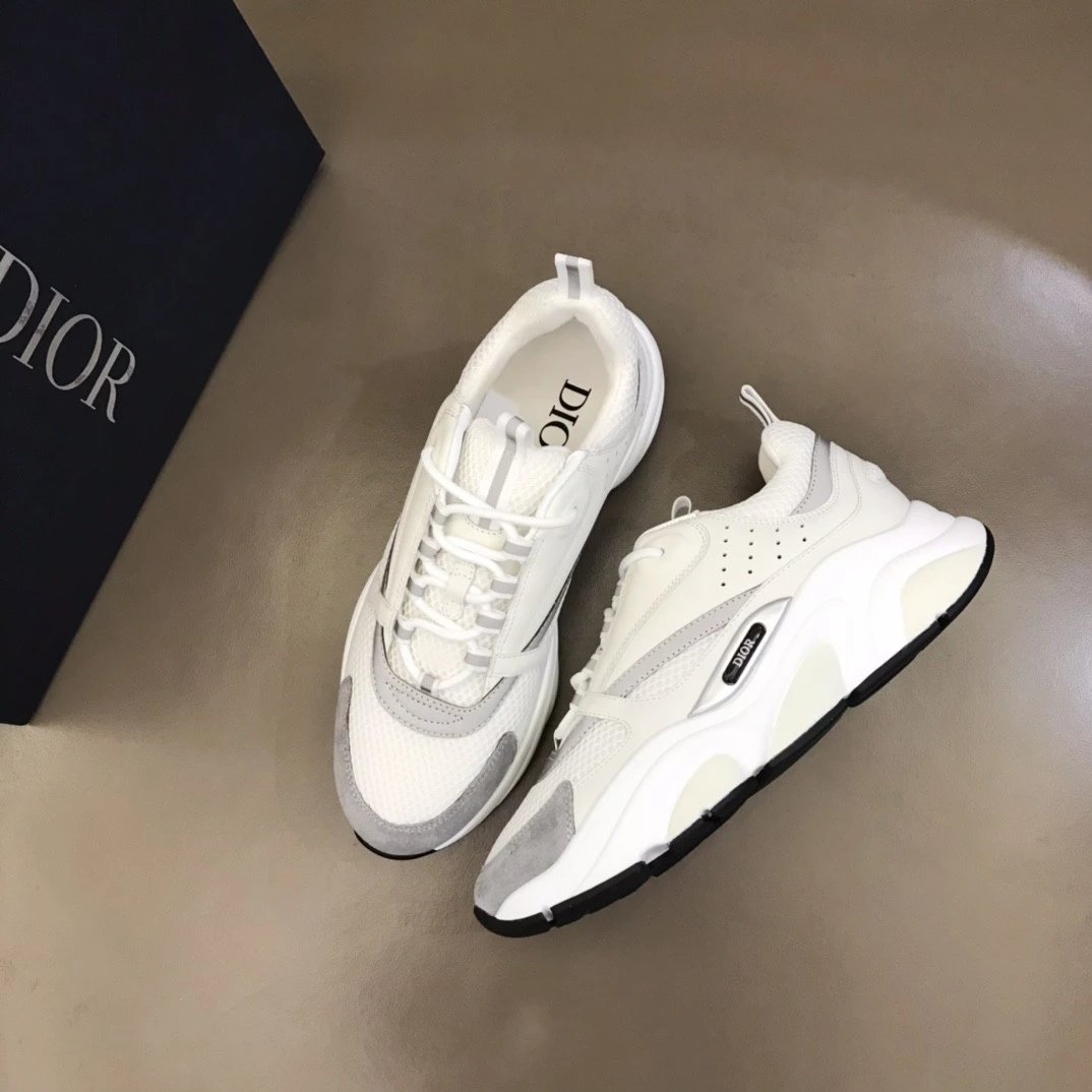 Dior B23 Oblique White and Black Chunky Sneakers - 38