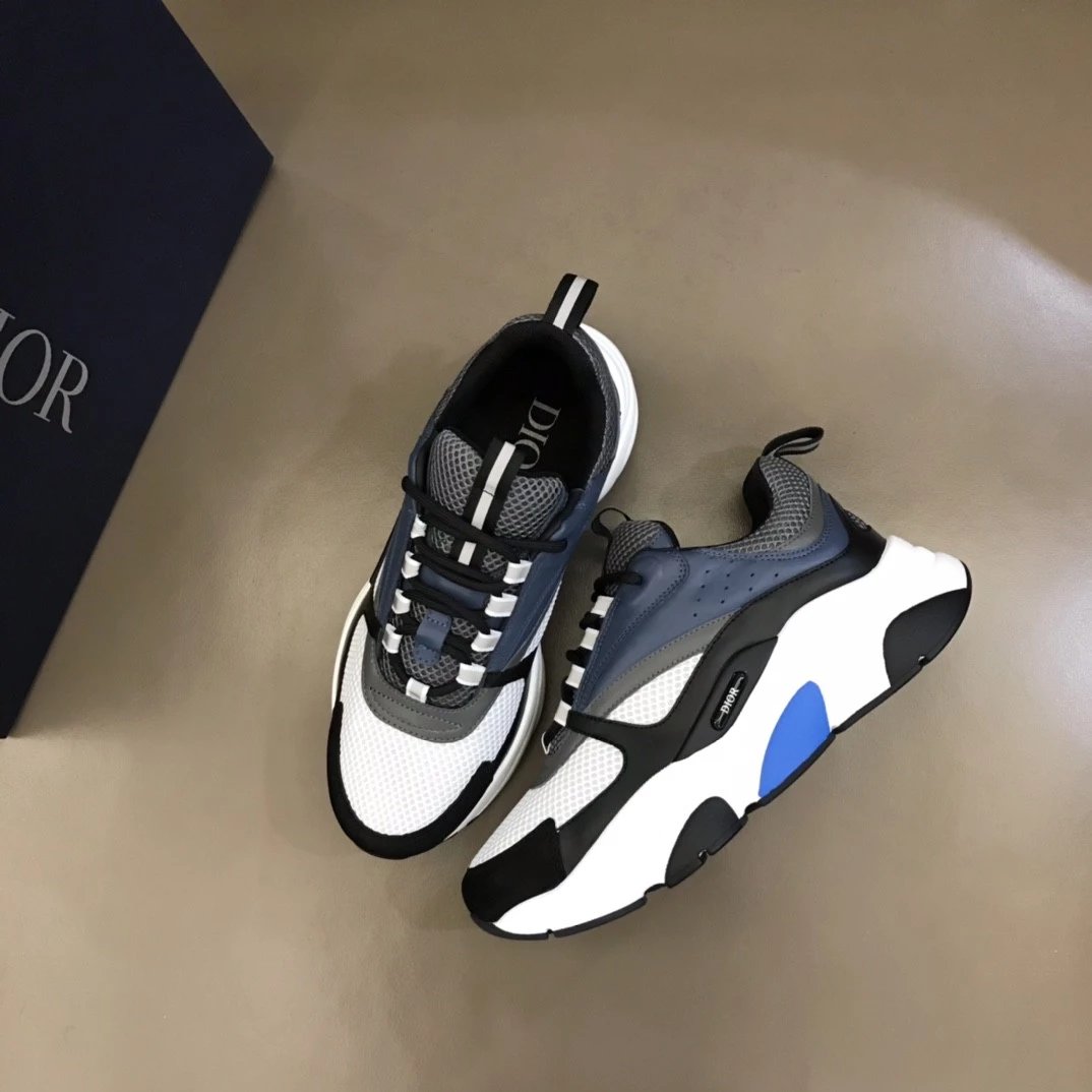 Dior B23 Oblique White and Black Chunky Sneakers - 28