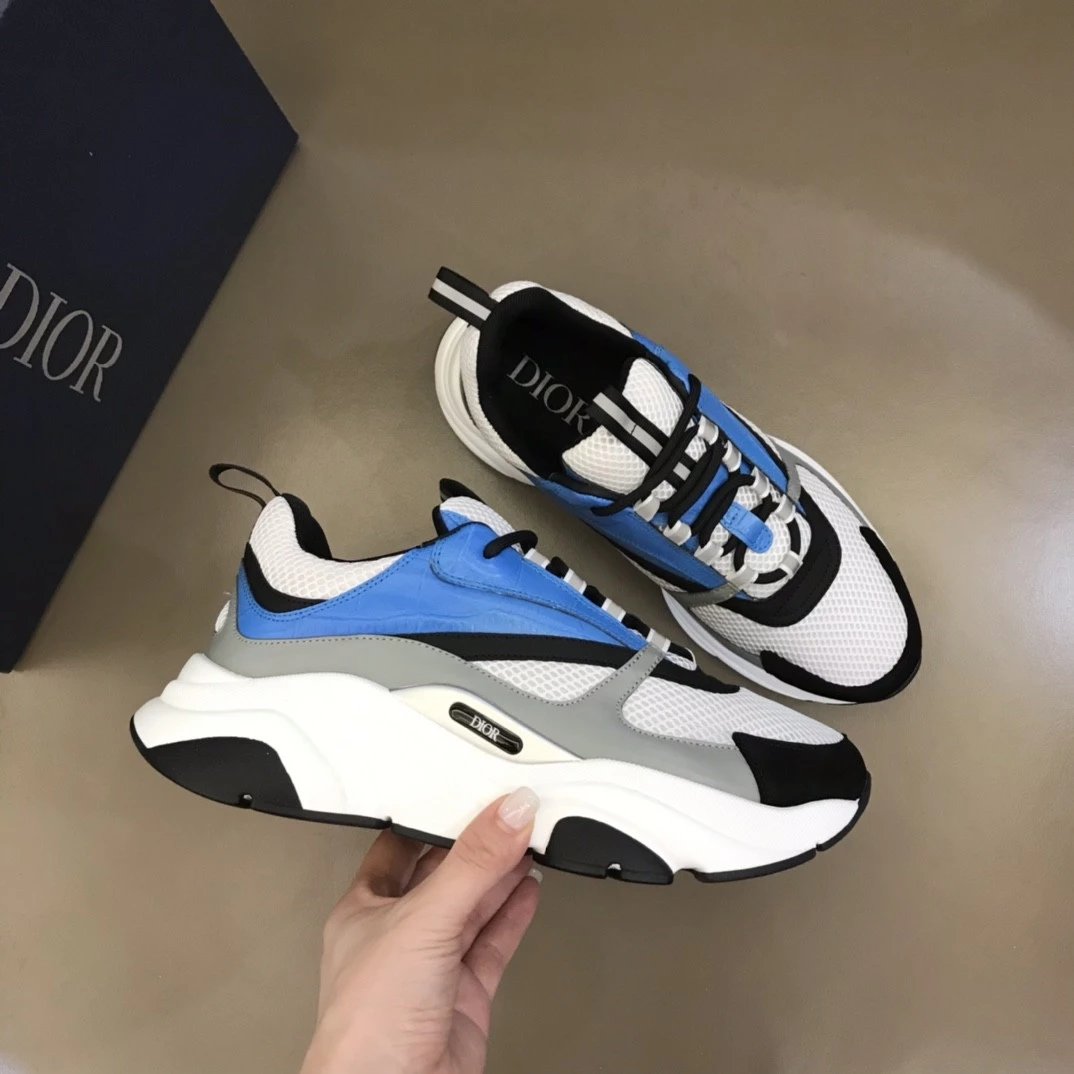Dior B23 Oblique White and Black Chunky Sneakers - 18