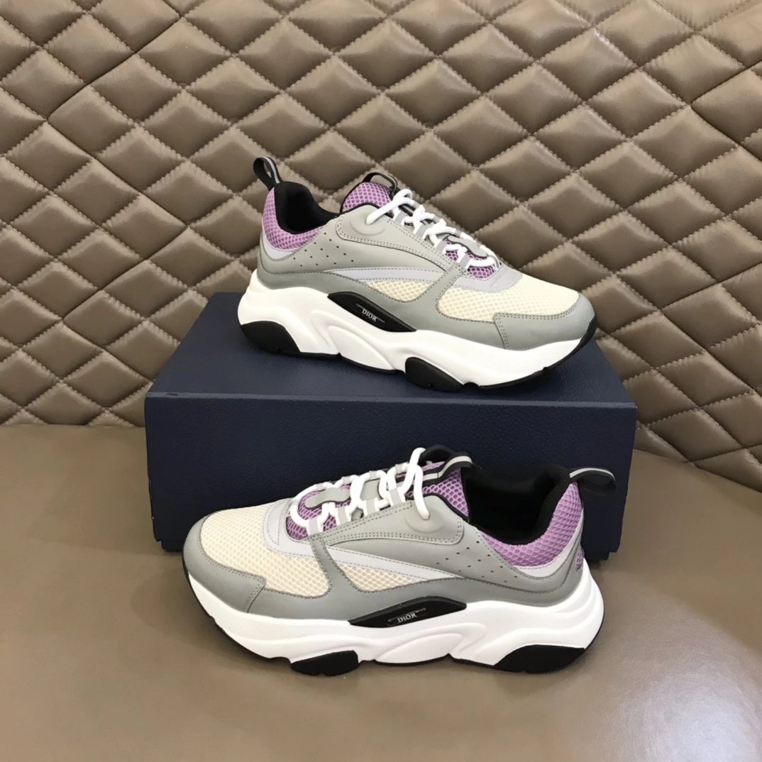 Dior B23 Oblique White and Black Chunky Sneakers - 12