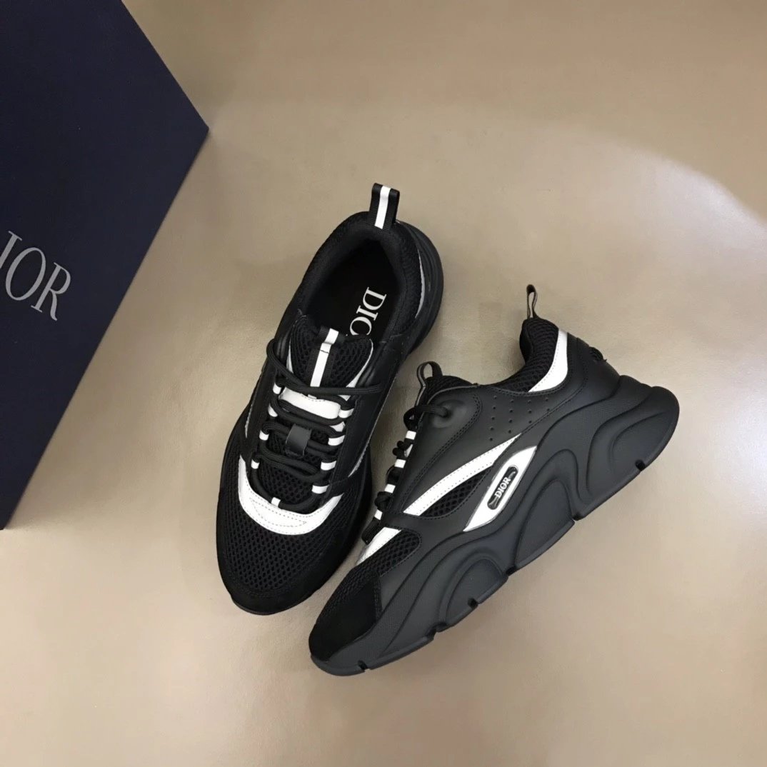 Dior B23 Oblique White and Black Chunky Sneakers - 44