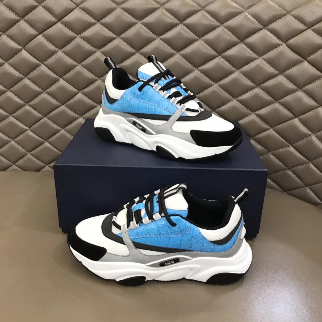 Dior B23 Oblique White and Black Chunky Sneakers - 56