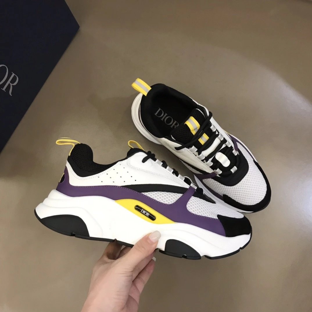 Dior B23 Oblique White and Black Chunky Sneakers - 26