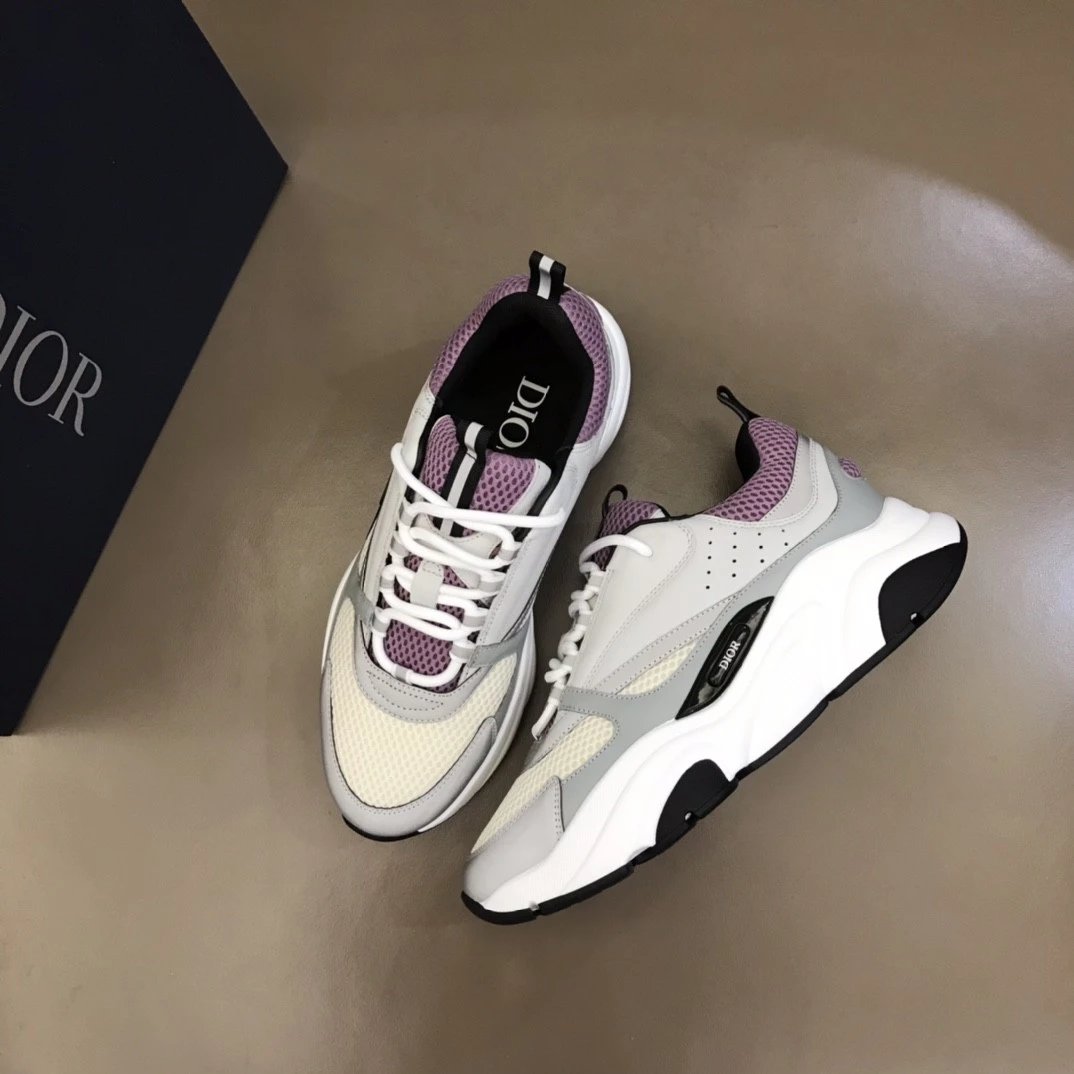 Dior B23 Oblique White and Black Chunky Sneakers - 43