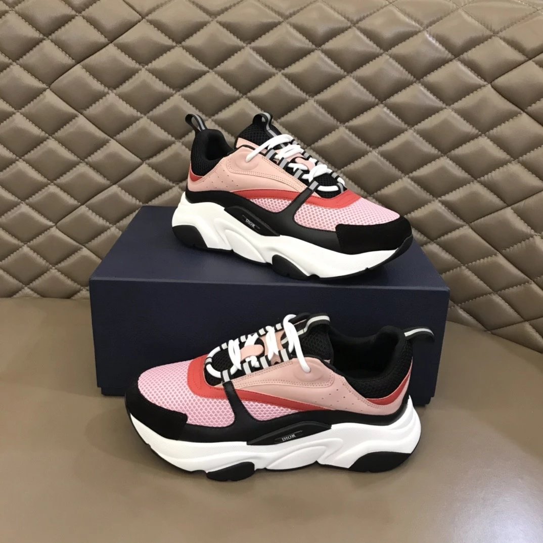 Dior B23 Oblique White and Black Chunky Sneakers - 25