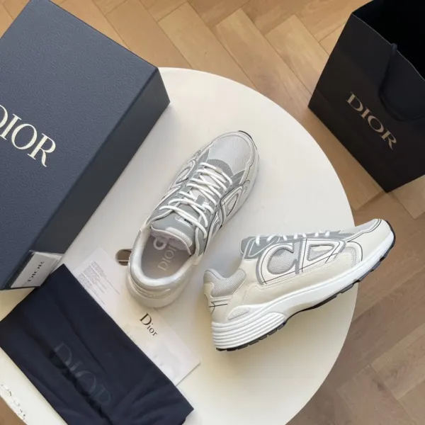 Dior B23 Oblique Sneakers White Gray Chunky Sneakers - 1