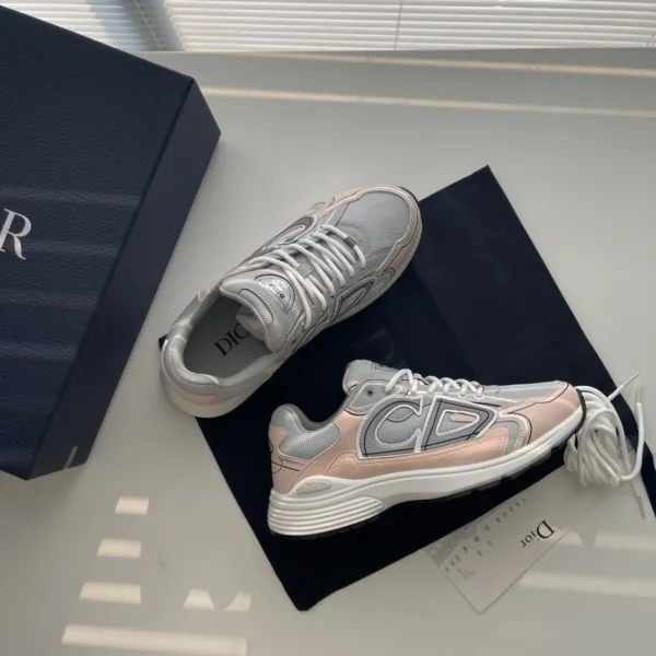 Dior B23 Low Pink and Gray Sneakers - 1