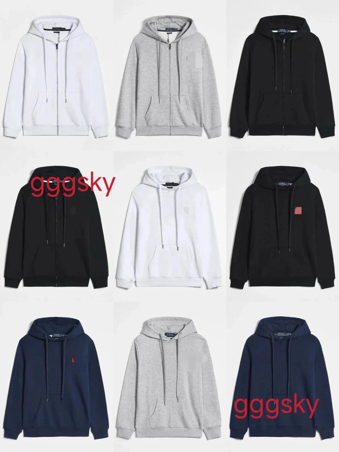 R卫衣拉链带帽卫衣套头卫衣S-XXXL - 136844