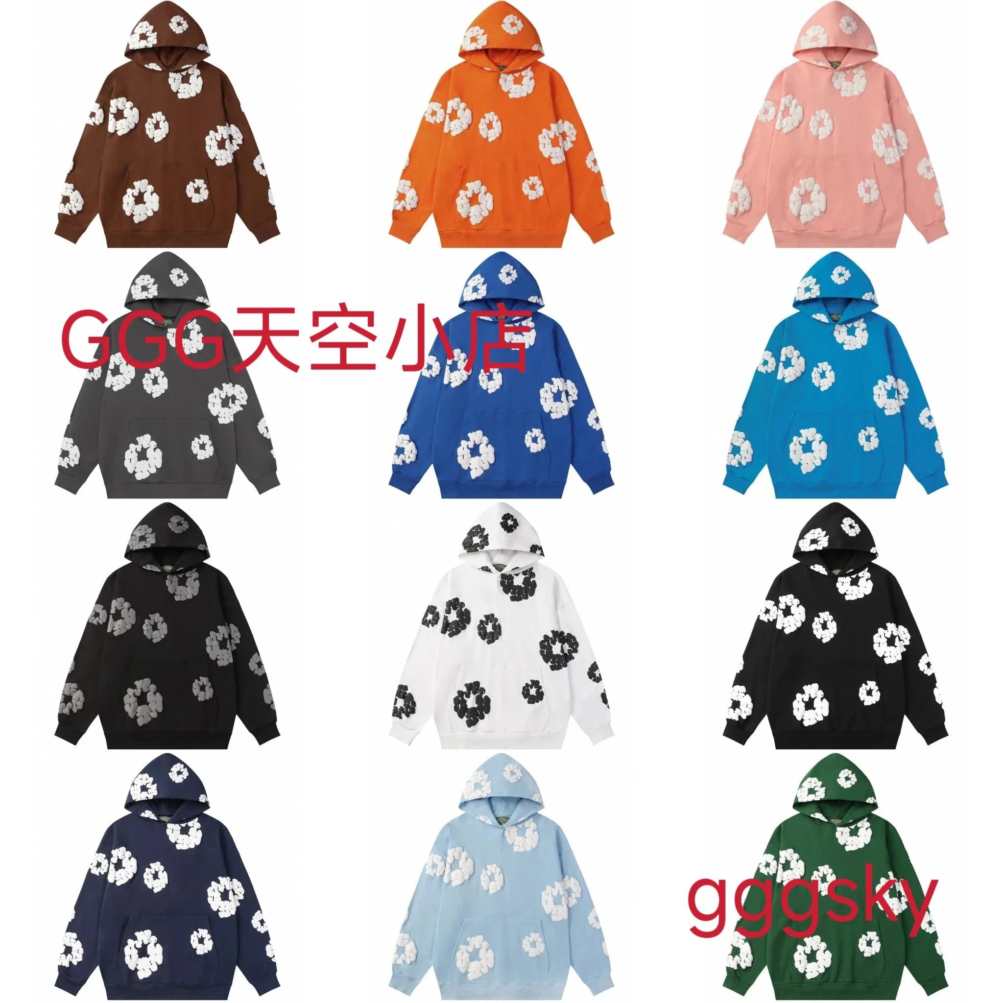 欧美潮牌高品质发泡印花连帽卫衣套装