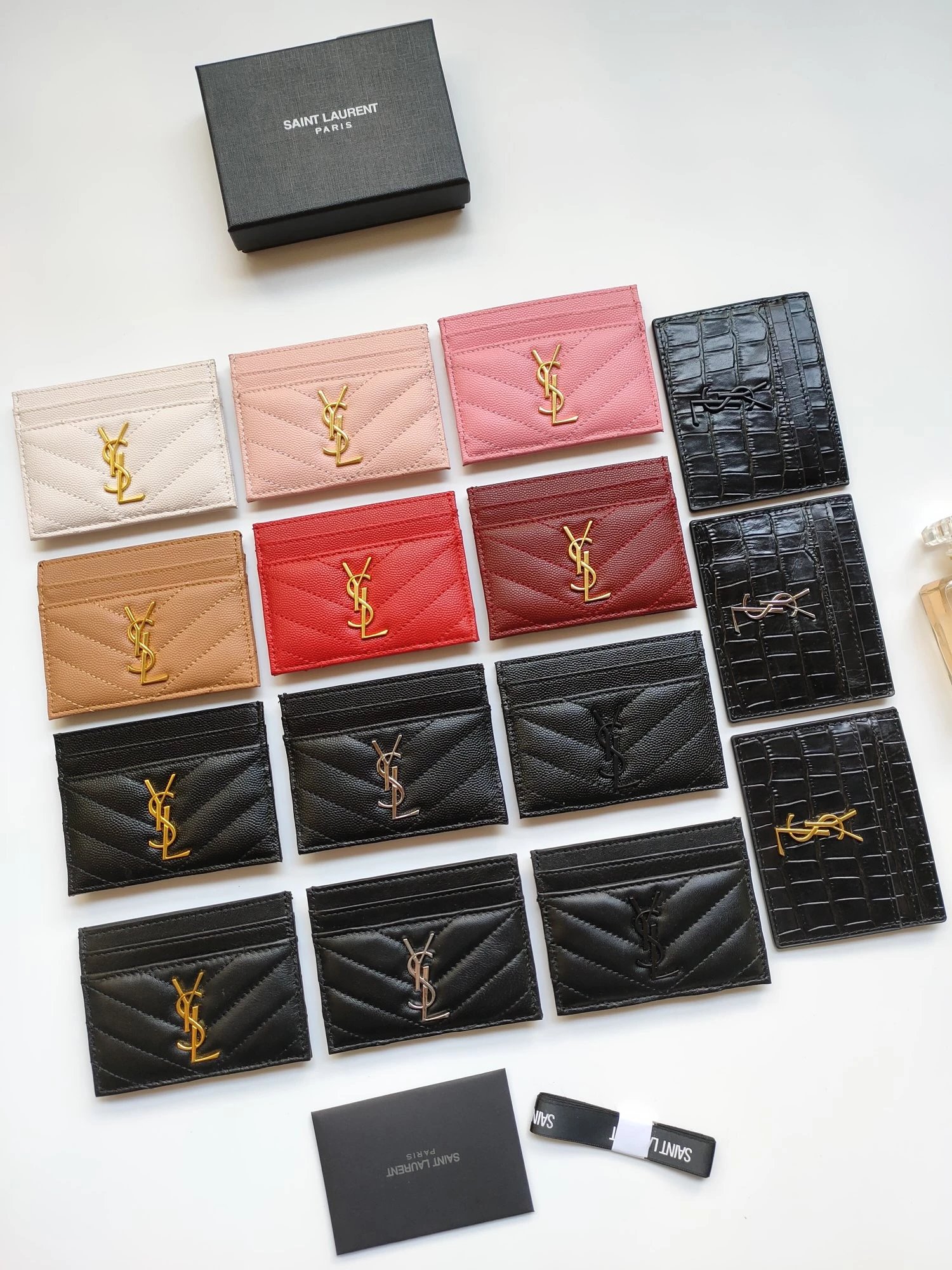 Real pickup bag with sheep pattern, microfiber, crocodile pattern, cowhide, credit card clip, metal interlocking Y card sleeve card bag