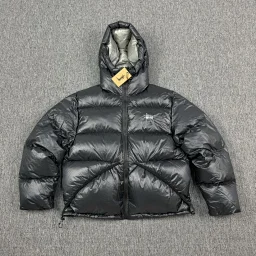 thumbnail for Stussy Micro Ripstop Down Parka 纯色百搭拉链连帽短款羽绒服 男女同款