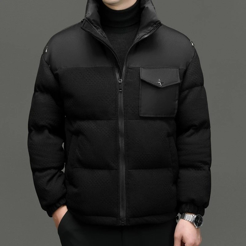 Design Puffer Jacket with Star Logo White Outerwear - 33