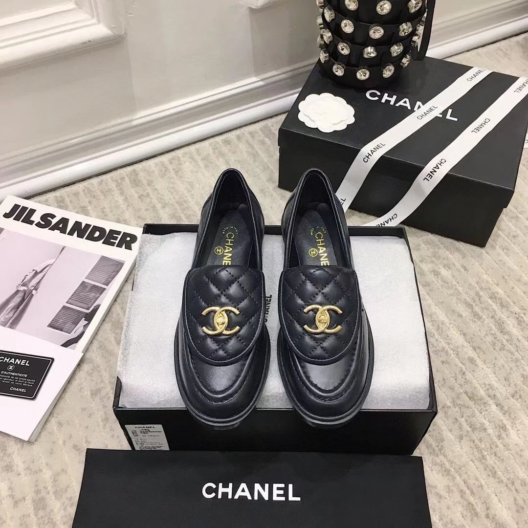 High version [in stock] CC Xiaoxiang 25 new women's lambskin loafers, flat shoes, small single shoes