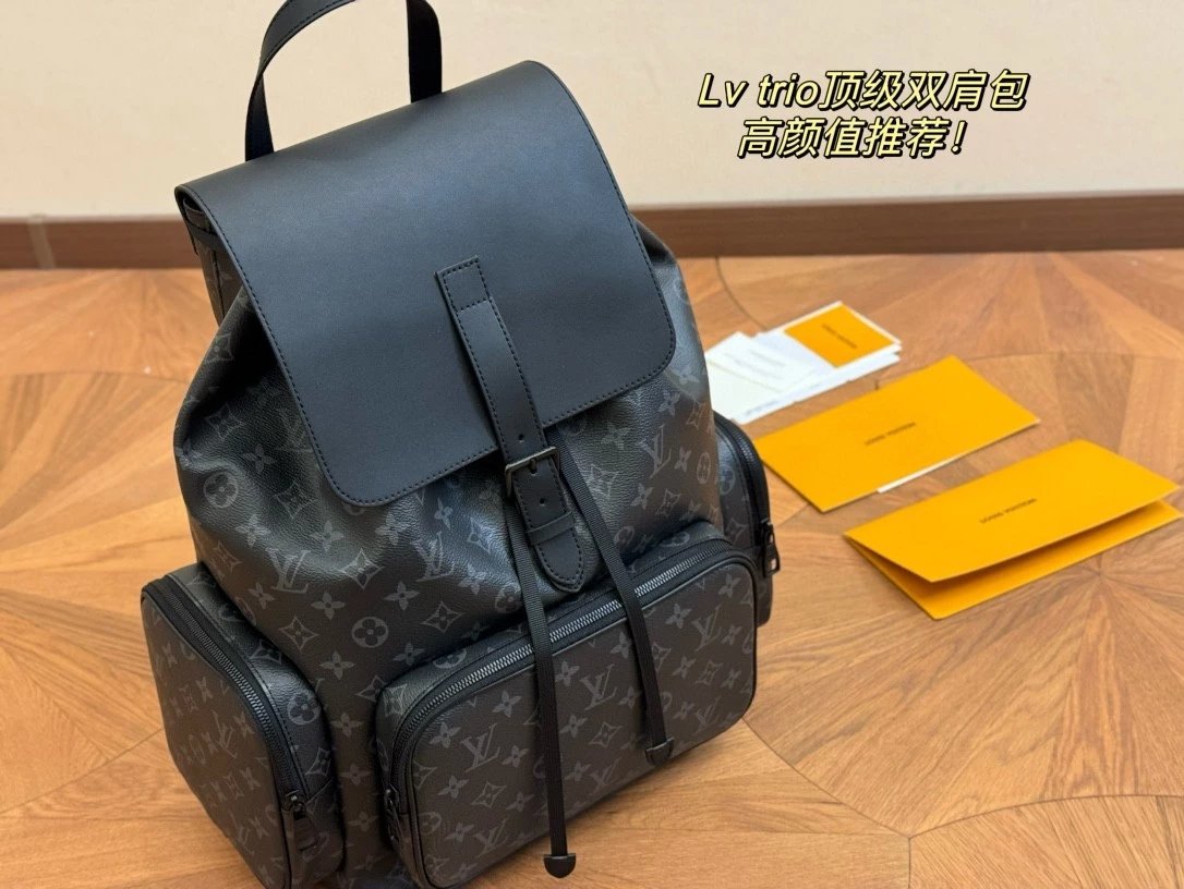 Purchasing grade [in stock] High version new men's and women's classic vintage TRIO backpack travel bag versatile, fashionable and stylish