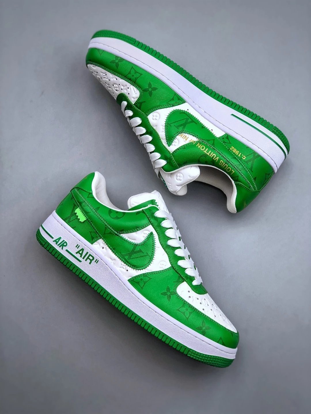 Louis Vuitton x Nike Air Force 1 Low Monogram Gold Sneakers - 19