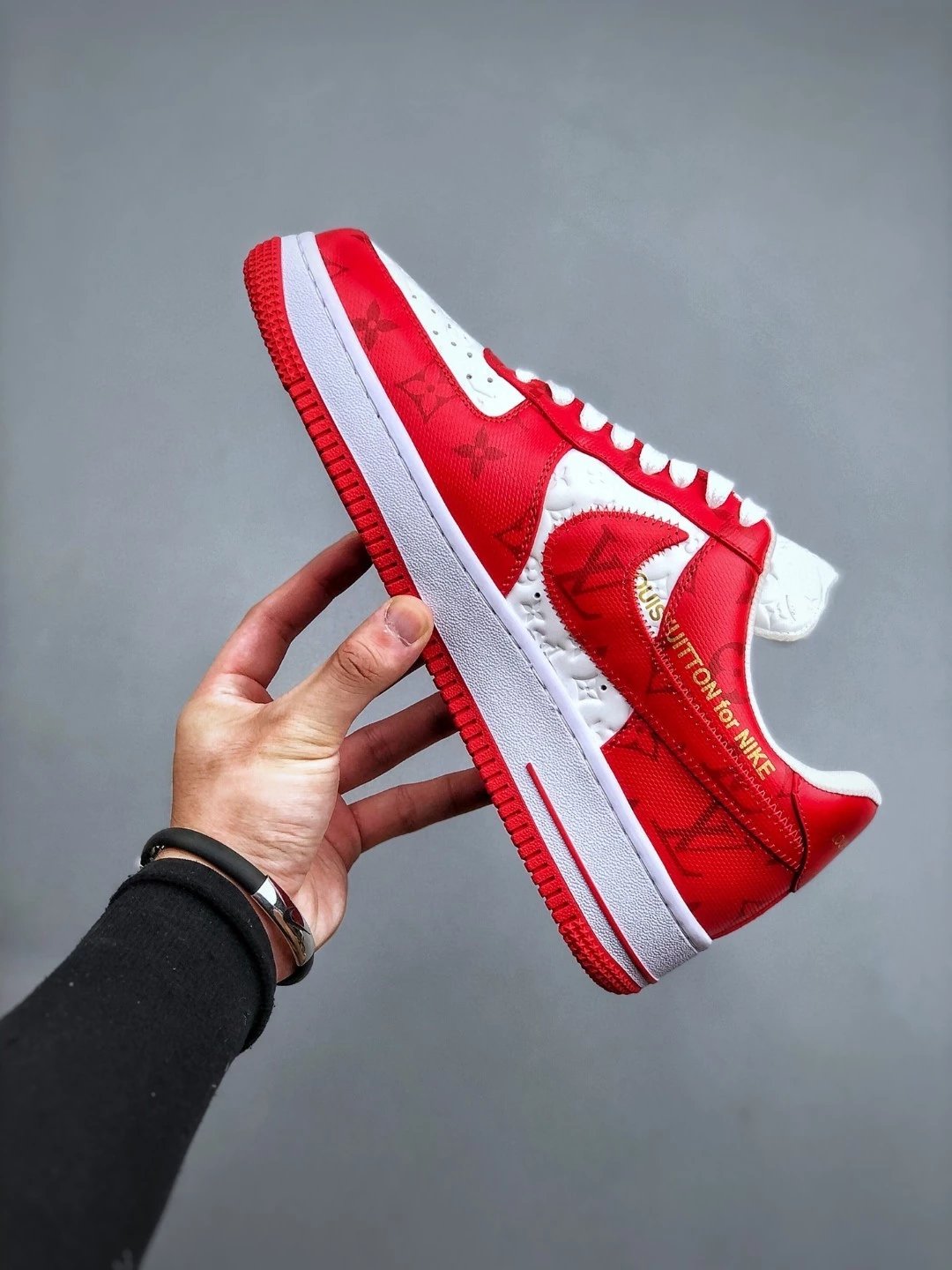 Louis Vuitton x Nike Air Force 1 Low Monogram Gold Sneakers - 30