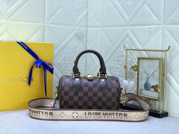 Louis Vuitton Speedy 20 Damier Ebène Canvas Handbag with Removable Strap - 1
