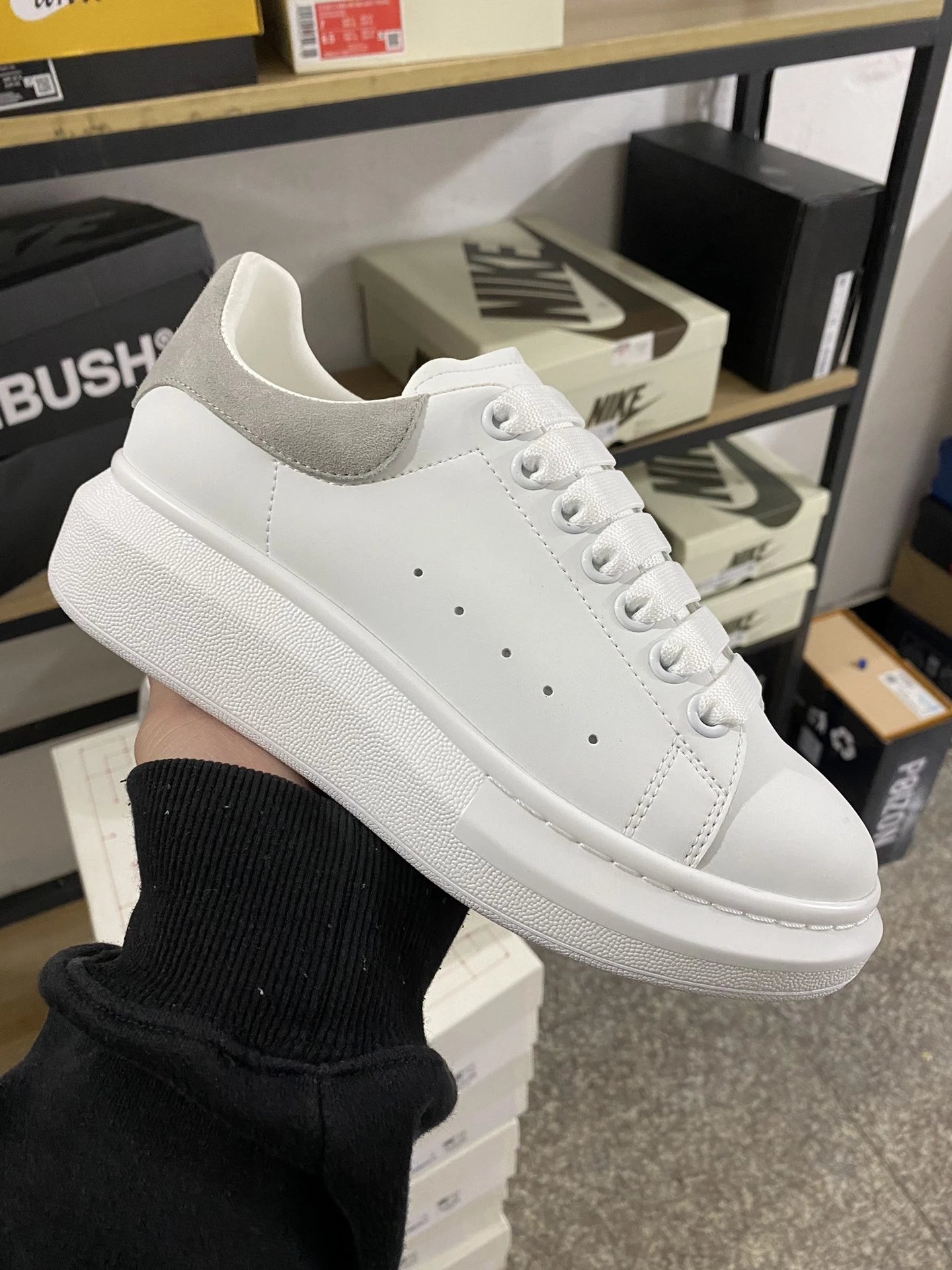 Alexander McQueen White Silver Suede Oversized Sneaker