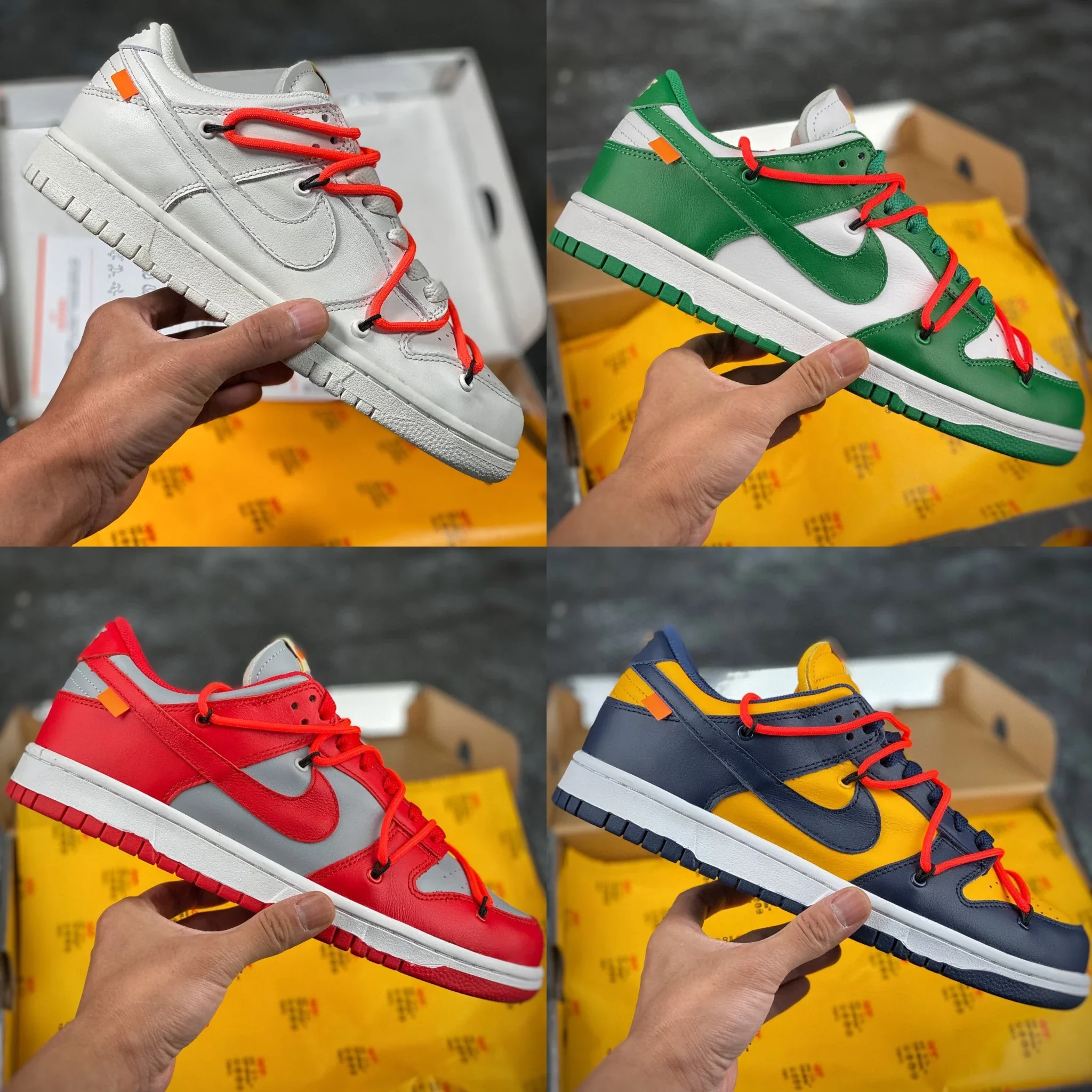 Off-White Nike Dunk Low / Metallic Silver / University Red / Pine